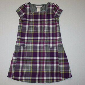 Janie And Jack City Museum Girl's Purple & Gray Plaid Dress in size 4 NWT